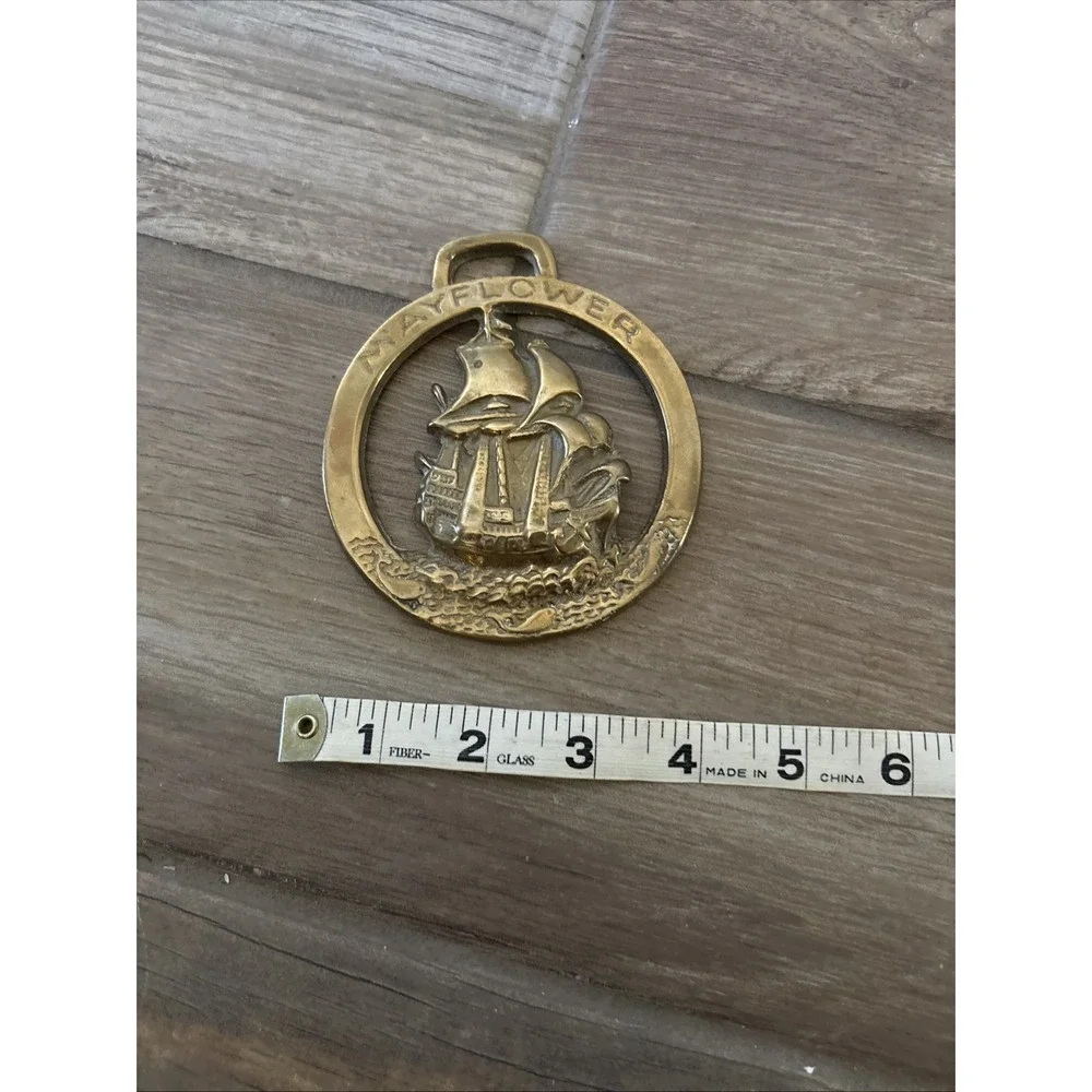 Vintage Brass Horse Harness Medallion, Mayflower